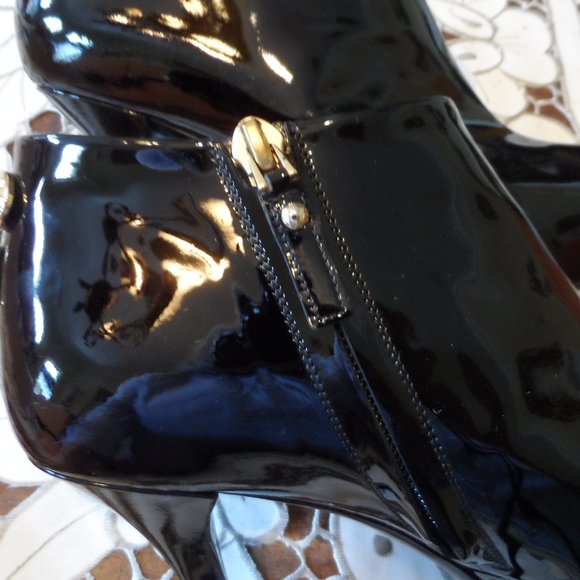 Louis Vuitton Black Patent Leather Peep Toe Ankle Boots Size 36.5B - Picture 6 of 16